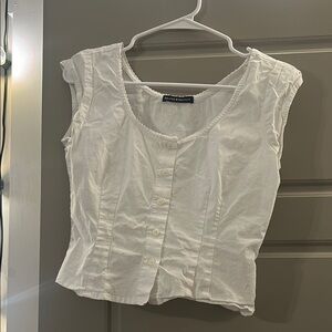 Brandy Melville White Cap Sleeve Fitted Crop Blouse